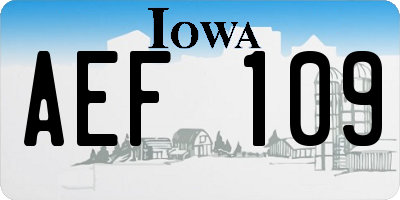 IA license plate AEF109