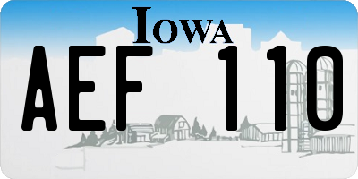 IA license plate AEF110