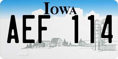 IA license plate AEF114