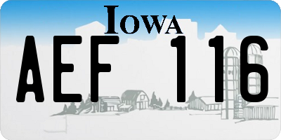 IA license plate AEF116