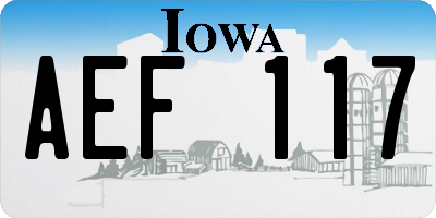 IA license plate AEF117