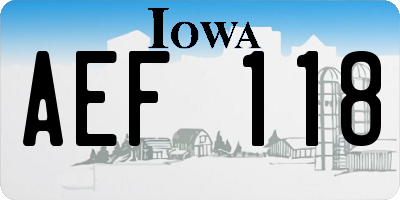 IA license plate AEF118