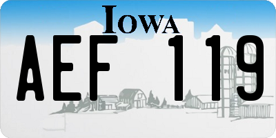 IA license plate AEF119