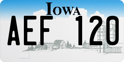 IA license plate AEF120