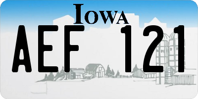 IA license plate AEF121
