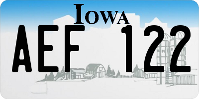 IA license plate AEF122