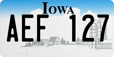 IA license plate AEF127