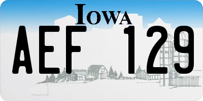 IA license plate AEF129