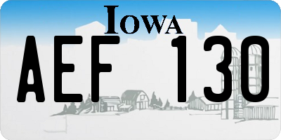 IA license plate AEF130