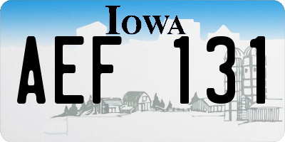 IA license plate AEF131