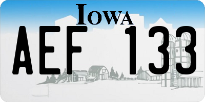IA license plate AEF133