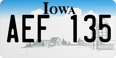 IA license plate AEF135