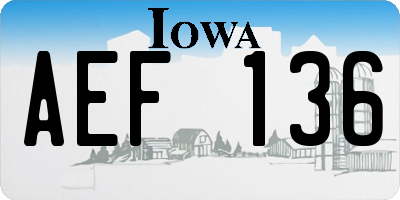 IA license plate AEF136