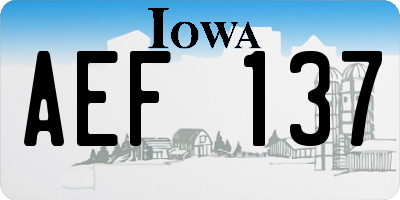 IA license plate AEF137