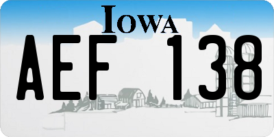 IA license plate AEF138