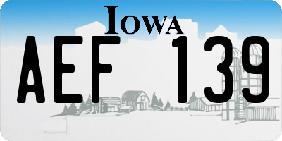 IA license plate AEF139