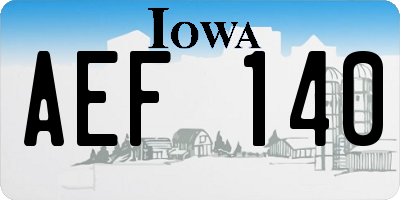 IA license plate AEF140