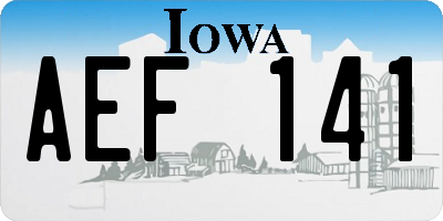 IA license plate AEF141