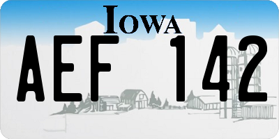 IA license plate AEF142