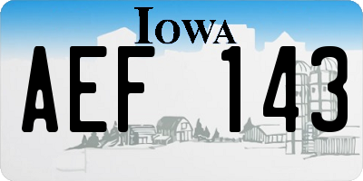 IA license plate AEF143