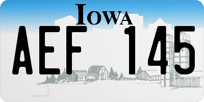 IA license plate AEF145