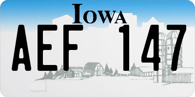 IA license plate AEF147