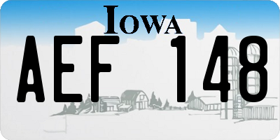 IA license plate AEF148