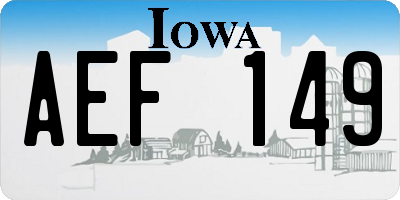 IA license plate AEF149