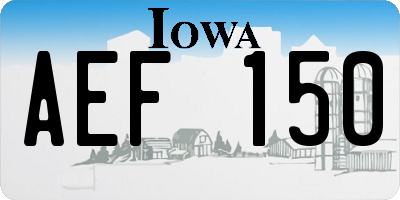 IA license plate AEF150
