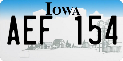 IA license plate AEF154