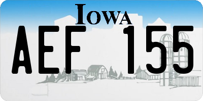 IA license plate AEF155