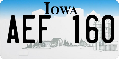 IA license plate AEF160