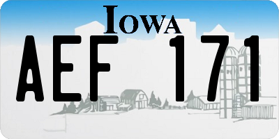 IA license plate AEF171