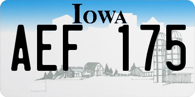 IA license plate AEF175