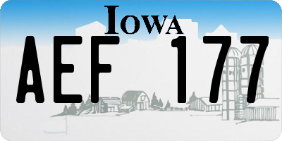 IA license plate AEF177