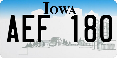 IA license plate AEF180