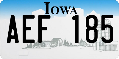 IA license plate AEF185