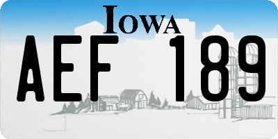 IA license plate AEF189