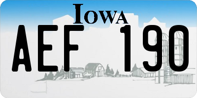 IA license plate AEF190