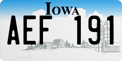 IA license plate AEF191