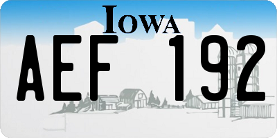 IA license plate AEF192