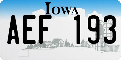 IA license plate AEF193