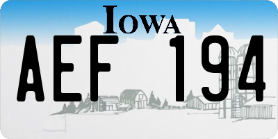 IA license plate AEF194