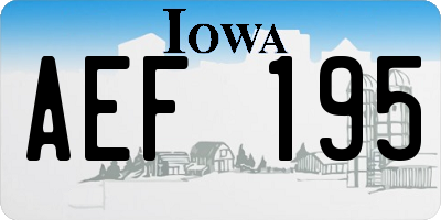 IA license plate AEF195