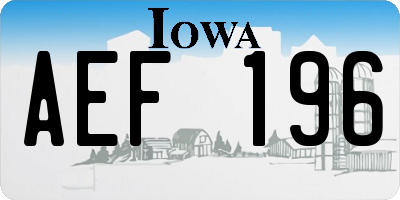 IA license plate AEF196