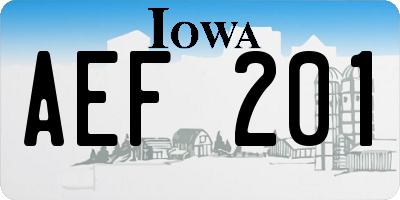 IA license plate AEF201