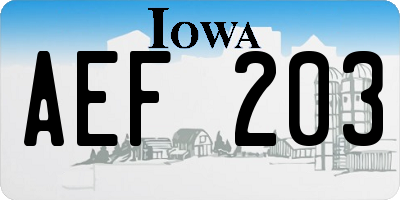 IA license plate AEF203