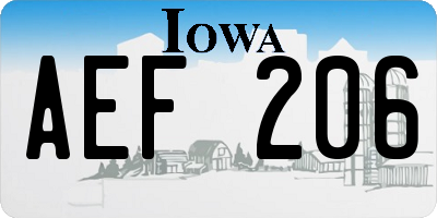 IA license plate AEF206