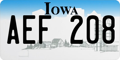 IA license plate AEF208