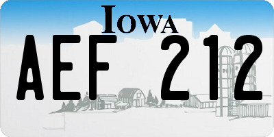 IA license plate AEF212